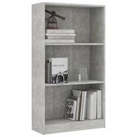 vidaXL Bücherregal 3 Fächer Betongrau 60 x 24 x 108 cm Spanplatte Grau