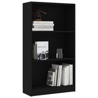 vidaXL Boekenkast met 3 schappen 60x24x108 cm spaanplaat zwart