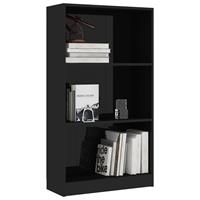 vidaXL Boekenkast 3 schappen 60x24x108 cm spaanplaat hoogglans zwart