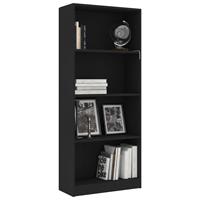 vidaXL Boekenkast met 4 schappen 60x24x142 cm spaanplaat zwart