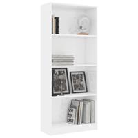 vidaXL Boekenkast met 4 schappen 60x24x142 cm spaanplaat hoogglans wit