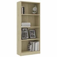 vidaXL Bücherregal 4 Fächer Sonoma-Eiche 60 x 24 x 142 cm Spanplatte Braun