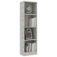 vidaXL Bücherregal 4 Fächer Betongrau 40 x 24 x 142 cm Spanplatte Grau