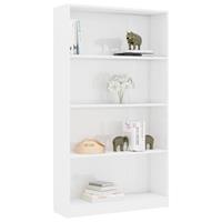 vidaXL Boekenkast met 4 schappen 80x24x142 cm spaanplaat hoogglans wit