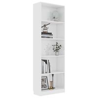 vidaXL Bücherregal 5 Fächer Hochglanz- Weiß