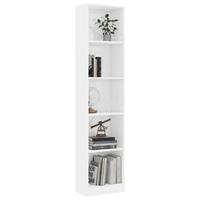 vidaXL Boekenkast met 5 schappen 40x24x175 cm spaanplaat hoogglans wit