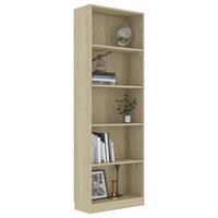 vidaXL Bücherregal 5 Fächer Sonoma-Eiche 60×24×175 cm Spanplatte Braun