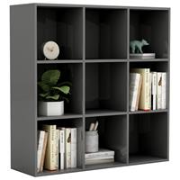 vidaXL Boekenkast 98x30x98 cm spaanplaat hoogglans grijs