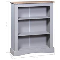 VidaXL Boekenkast 3 planken 81x29x100 cm grenenhout Corona-stijl grijs