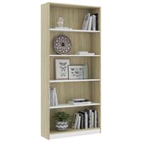 vidaXL Bücherregal 5 Fächer  Weiß