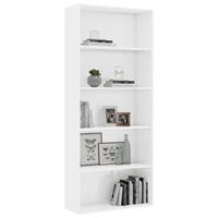 vidaXL Bücherregal 5 Fächer Hochglanz- Weiß
