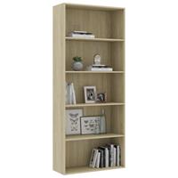 vidaXL Bücherregal 5 Fächer Sonoma-Eiche 80 x 30 x 189 cm Spanplatte Braun