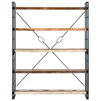 vidaXL Boekenkast met 5 schappen 140x30x180 cm massief gerecycled hout