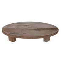Eigen merk Tray met voet oud hout Ø38x7cm