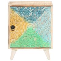 vidaXL Nachttisch Geschnitzt 40x30x50 cm Akazie Massivholz Mehrfarbig