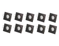 ledline Inbouwspot, MR11 (35 mm), Vierkant, Aluminium, Waterdicht IP44, Mat Zwart, 10-Pack