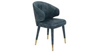 Dutchbone Lunar Velvet Stoel - Fluweel Petrol Blauw - Gestoffeerde Poten Met Messing