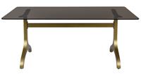Dutchbone Sansa Eettafel - L180 X B90 X H75 Cm - Smoke Glazen Tafelblad - Messing Onderstel