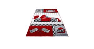 KIDS Formule 1 Vloerkleed Kinderkamer Rood / Grijs Laagpolig- 80x150 CM