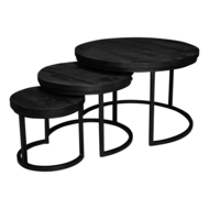 AnLi Style AnLi-Style Salontafel New York | Triole All Black Mango | Set van 3