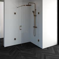 Saniclass Create douchecabine 2-delig 100x80cm profielloos met antikalk en 8mm veiligheidsglas koper 4JC9-100x80k