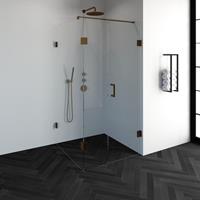 Saniclass Create douchecabine vierkant 3-delig 100x100cm profielloos met antikalk en 8mm veiligheidsglas koper 4JC10-100x100k