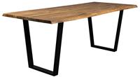 Dutchbone Aka Boomstam Tafel - L220 X B90 X H76 Cm - Acacia Hout - Zwart Metalen Onderstel