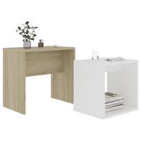 vidaXL Couchtisch-Set Weiß Sonoma-Eiche 48 x 30 x 45 cm Spanplatte Beige