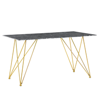 Beliani Eettafel marmerlook zwart/goud 140 x 80 cm KENTON