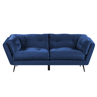 Beliani Driezitsbank fluweel marineblauw LENVIK