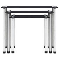 vidaXL 3-delige Tafeltjesset gehard glas zwart
