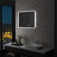 vidaXL Badkamerspiegel LED met aanraaksensor en tijdweergave 80x60 cm