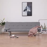 vidaxl Schlafsofa mit zwei Kissen Hellgrau Polyester Grau