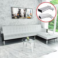 vidaxl Ecksofa mit Schlaffunktion Kunstleder  Weiß