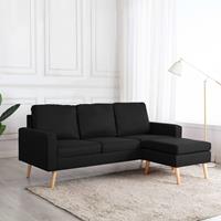 vidaxl 3-Sitzer-Sofa mit Hocker  Schwarz