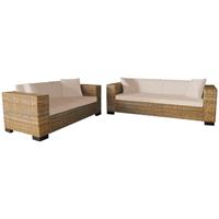 vidaxl Sofa-Set 2-Sitzer und 3-Sitzer Echtes Rattan Braun