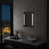 vidaxl Badezimmer-LED-Wandspiegel mit Regal 50×70 cm Silber