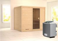 Karibu &VerticalLine; Sonara Sauna &VerticalLine; Bronzeglas Deur &VerticalLine; Kachel 9 kW Ge&iuml;ntegreerde Bediening
