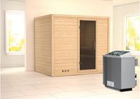 Karibu &VerticalLine; Sonara Sauna &VerticalLine; Antracietglas &VerticalLine; Kachel 9 kW Ge&iuml;ntegreerde Bediening
