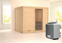 Karibu &VerticalLine; Sonara Sauna &VerticalLine; Helderglas Deur &VerticalLine; Kachel 9 kW Ge&iuml;ntegreerde Bediening