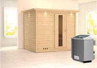 Karibu &VerticalLine; Sonara Sauna met Dakkraag &VerticalLine; Energiesparende Deur &VerticalLine; Kachel 9 kW Ge&iuml;ntegreerde Bediening
