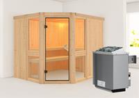 Karibu &VerticalLine; Amelia 3 Sauna &VerticalLine; Helderglas Deur &VerticalLine; Kachel 9 kW Ge&iuml;ntegreerde Bediening