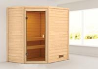 Karibu Massivholzsauna JELLA 1,95 x 1,45 m  ohne Ofen ohne Dachkranz 6166