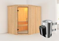 Karibu | Saja Sauna | Helderglas Deur | Kachel 3,6 kW Geïntegreerde Bediening