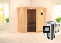 Karibu &VerticalLine; Tonja Sauna met Dakkraag &VerticalLine; Antracietglas &VerticalLine; Kachel 3,6 kW Externe Bediening