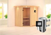Karibu &VerticalLine; Tonja Sauna met Dakkraag &VerticalLine; Helderglas Deur &VerticalLine; Kachel 3,6 kW Externe Bediening