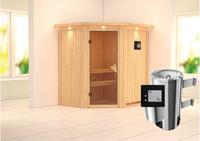 Karibu &VerticalLine; Tonja Sauna met Dakkraag &VerticalLine; Bronzeglas Deur &VerticalLine; Kachel 3,6 kW Externe Bediening