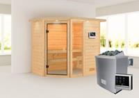 Karibu | Jada Sauna met Dakkraag | Kachel 9 kW Externe Bediening