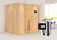 Karibu &VerticalLine; Fanja Sauna met Dakkraag &VerticalLine; Energiesparende Deur &VerticalLine; Kachel 3,6 kW Externe Bediening