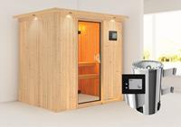 Karibu &VerticalLine; Fanja Sauna met Dakkraag &VerticalLine; Bronzeglas Deur &VerticalLine; Kachel 3,6 kW Externe Bediening